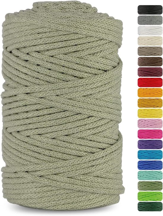 Katoenen Koord 5mm 100m Olijfgroen voor Handwerken en Macramé
