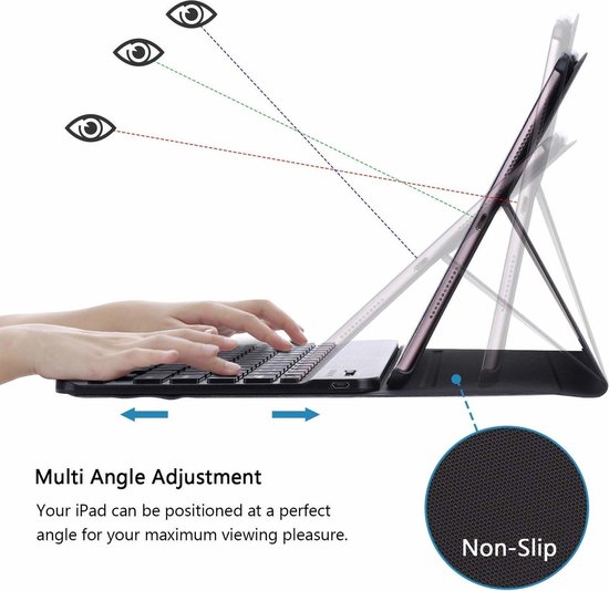 Wireless Bluetooth Toestenbord & Tablethoes - Magnetisch Afneembaar - Met Stylushouder - Geschikt Voor iPad Air 1-2/ iPad Pro 9.7/ iPad 9.7 (2017-2018) - Blauw - Ntech