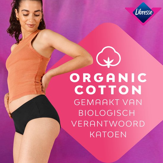 Libresse Sous-vêtements Menstruels Lavables - coton bio noir - Medium