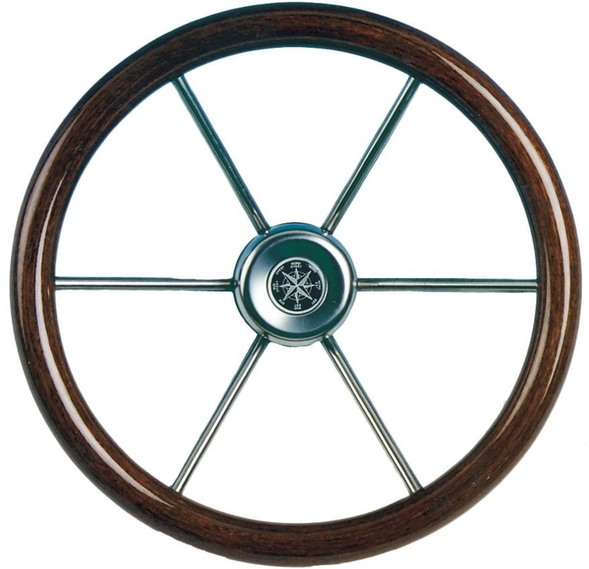 Allpa 6-Spaaks RVS Stuurwiel Leader Wood met Teakhouten Ø360mm
