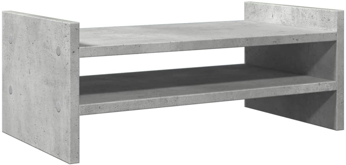 vidaXL - Monitorstandaard - 50x27x20 - cm - bewerkt - hout - betongrijs