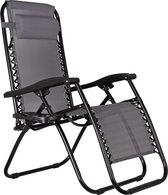 Luxe Ligstoel Met Hoofdsteun & Voetsteun - Verstelbare Rugleuning - Zonnebed Relaxstoel Voor Tuin/Terras/Strand/Balkon/Zwembad/Camping - Inklapbaar - Weerbestendig - Zwart
