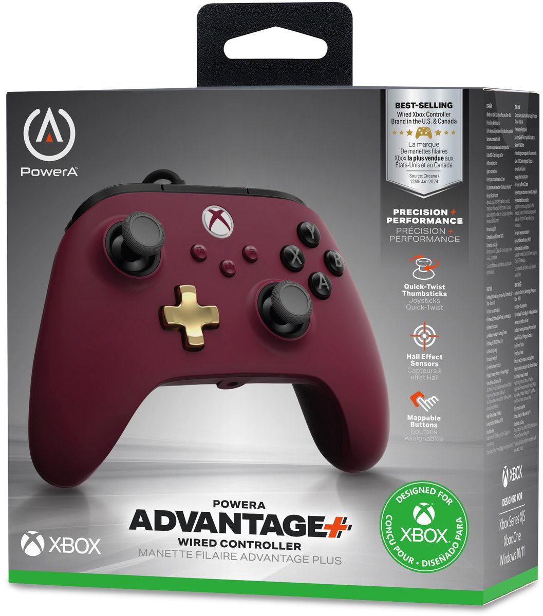 PowerA Advantage Bedrade Controller - Xbox Series X|S - Ruby Wine - 3m USB-kabel – foto 6