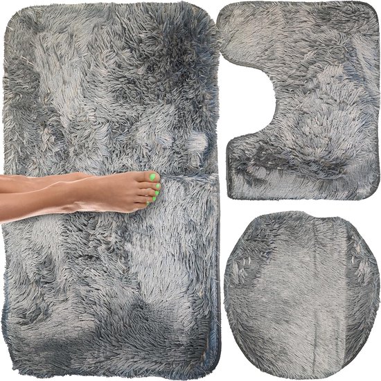 Wasbare en Antislip Badmatset - 3-delige Set voor een Luxe Badkamerervaring