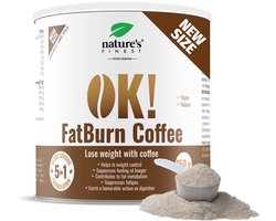 Nature's Finest OK!FatBurn Coffee – 5-in-1 Vetverbrander met L-Carnitine, Guarana & Vlierbes – Vermindert Honger, Verhoogt Energie & Ondersteunt Gewichtsverlies – 150g