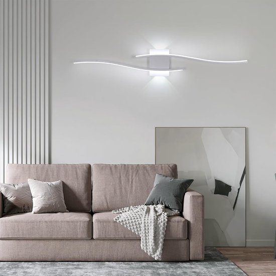 Mckalen LED Indoor Wandlamp, 27W 3035LM Wandlamp Moderne Kamer Zwart 89CM, Creatief Design Aluminium Wandlamp voor Woonkamer Hal Trap, Koel Licht 6500K