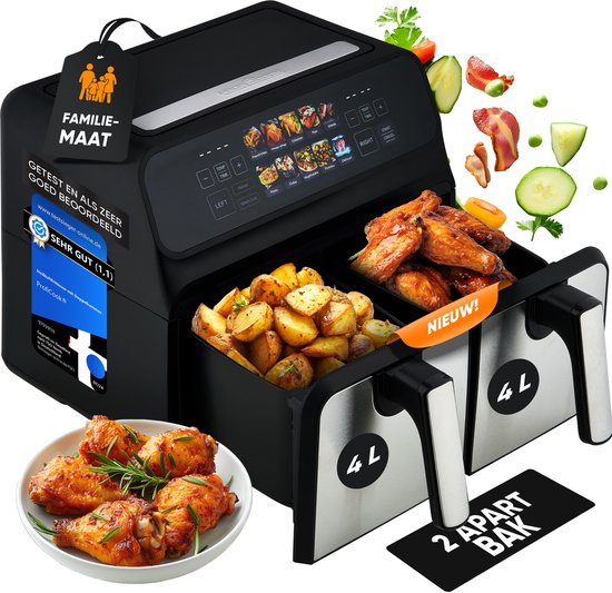 Proficook FR 1287 H - Dubbele Heteluchtfriteuse met Kleurendisplay