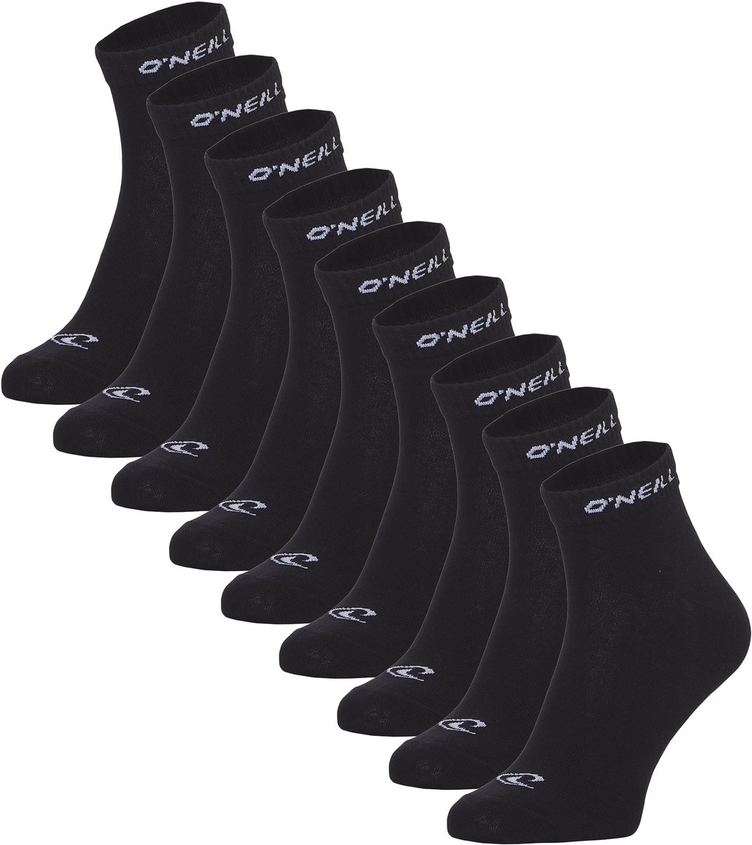 O’Neill Heren Dames Enkelsokken Quarter Sokken 9-Pack Zwart