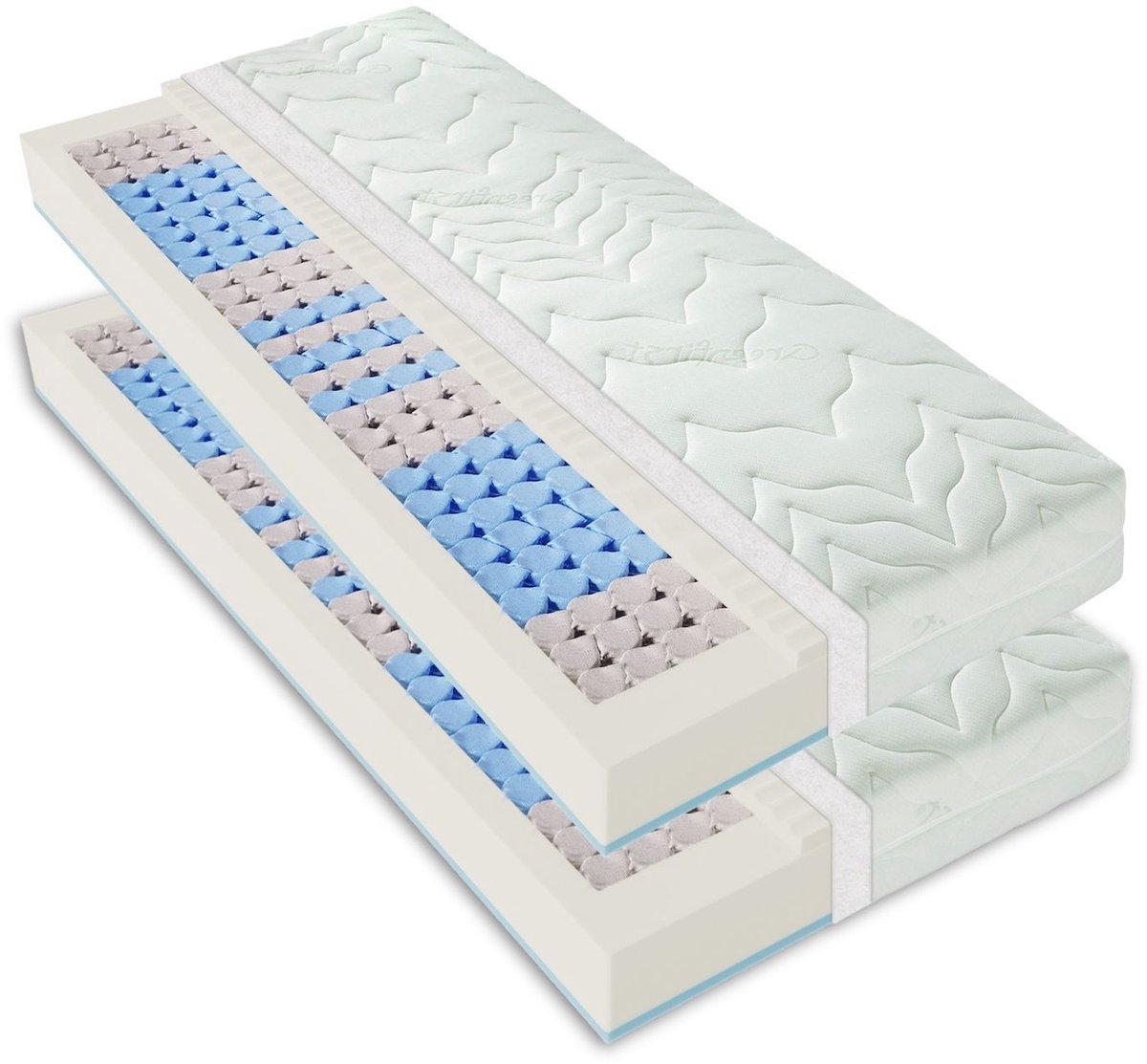 Sleepneo matras 180x200 - 22 cm dik - duo hardheid H2/H3 - 7 zones - koudschuim - stevig wit