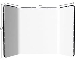 Bealive® White screen - Foto studio - Achtergrond doek - Panoramische frames - Backdrop- Inclusief opslag tas - Wit - 240 cm x 400 cm - Geschikt voor fotografie of video opnames