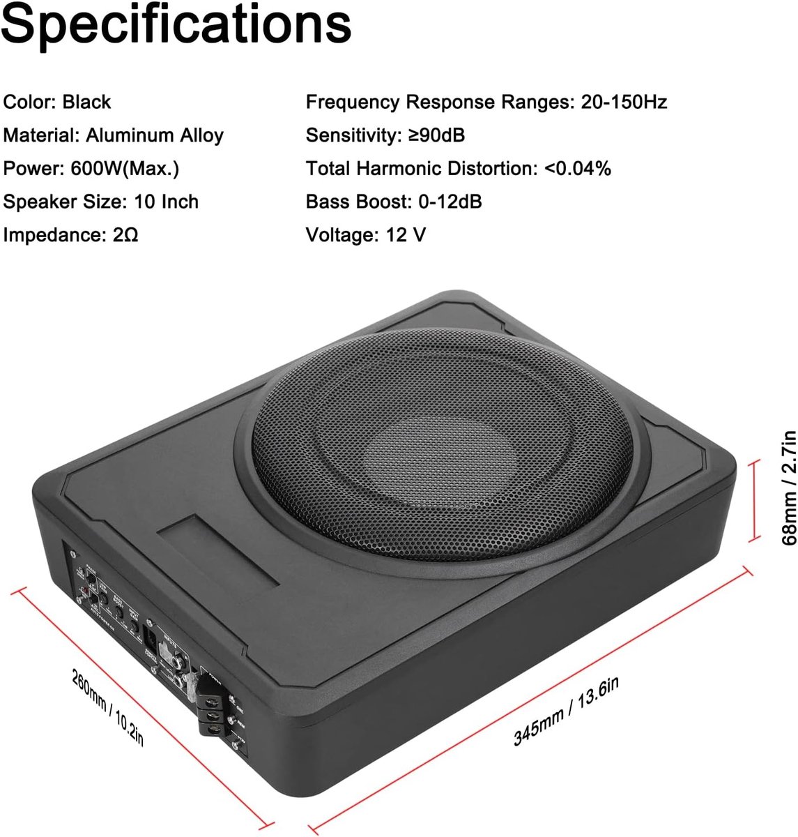 Underseat Subwoofer - Auto Versterking - Speakers – foto 6