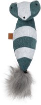 D&D Home I LOVE Happy Cats Rocco Trappelkussen Wasbeer - Kattenspeelgoed met Kattenkruid - Kick Toy voor Katten - 40x11cm - Blauw
