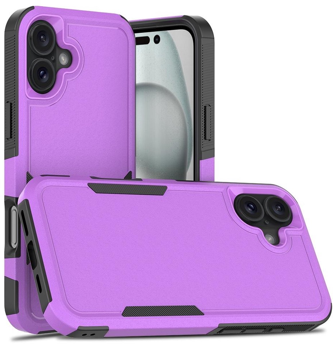 Mobigear Hoesje geschikt voor Apple iPhone 16 Plus Telefoonhoesje Hardcase | Mobigear Heavy Armor Backcover Shockproof | Schokbestendig iPhone 16 Plus Telefoonhoesje | Anti Shock Proof - Paars