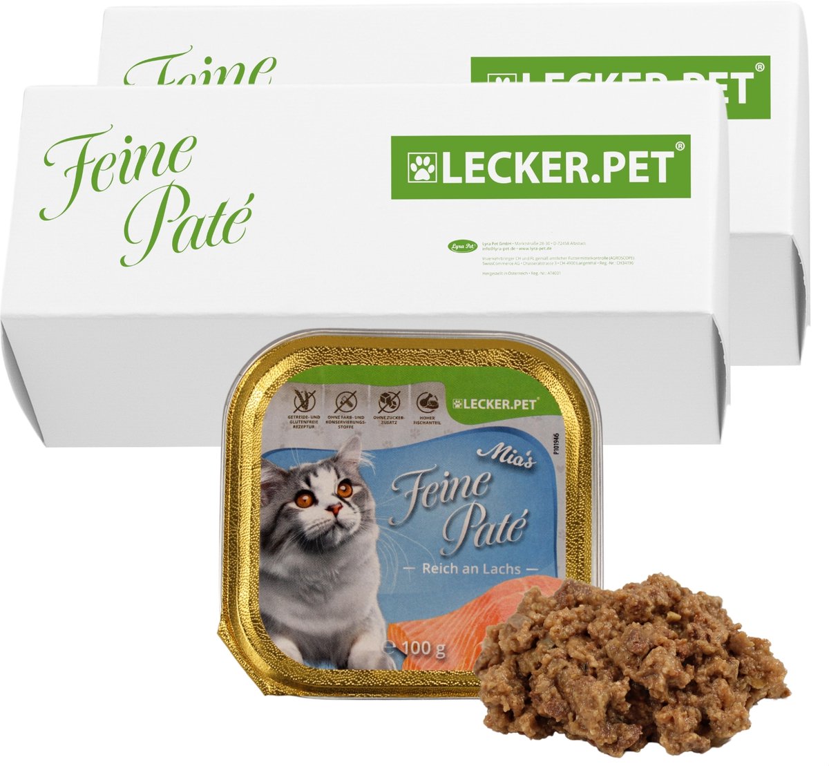 Lyra Pet 100 g Lecker.Pet® Mia's Feine Paté Reich an Lachs kattenvoer natvoer volledig voer