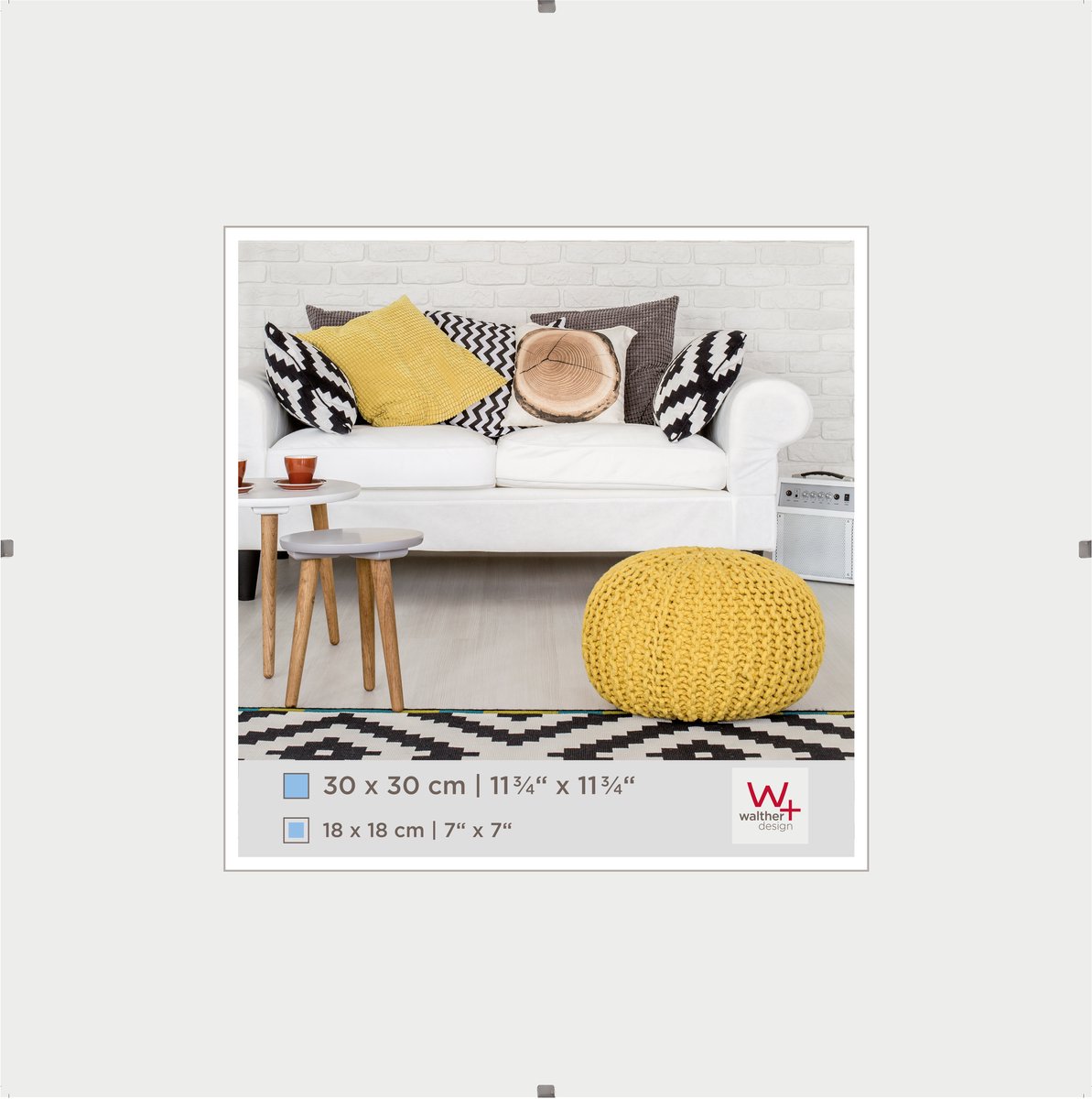 Walther Fotolijstloze schilderijhouders (clip frame) - Frameformaat 30x30 cm - Helder Glas
