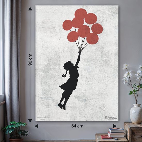 Graffiti Banksy - Balloon Girl - Impression sur toile Premium 64x90 cm - Décoration murale