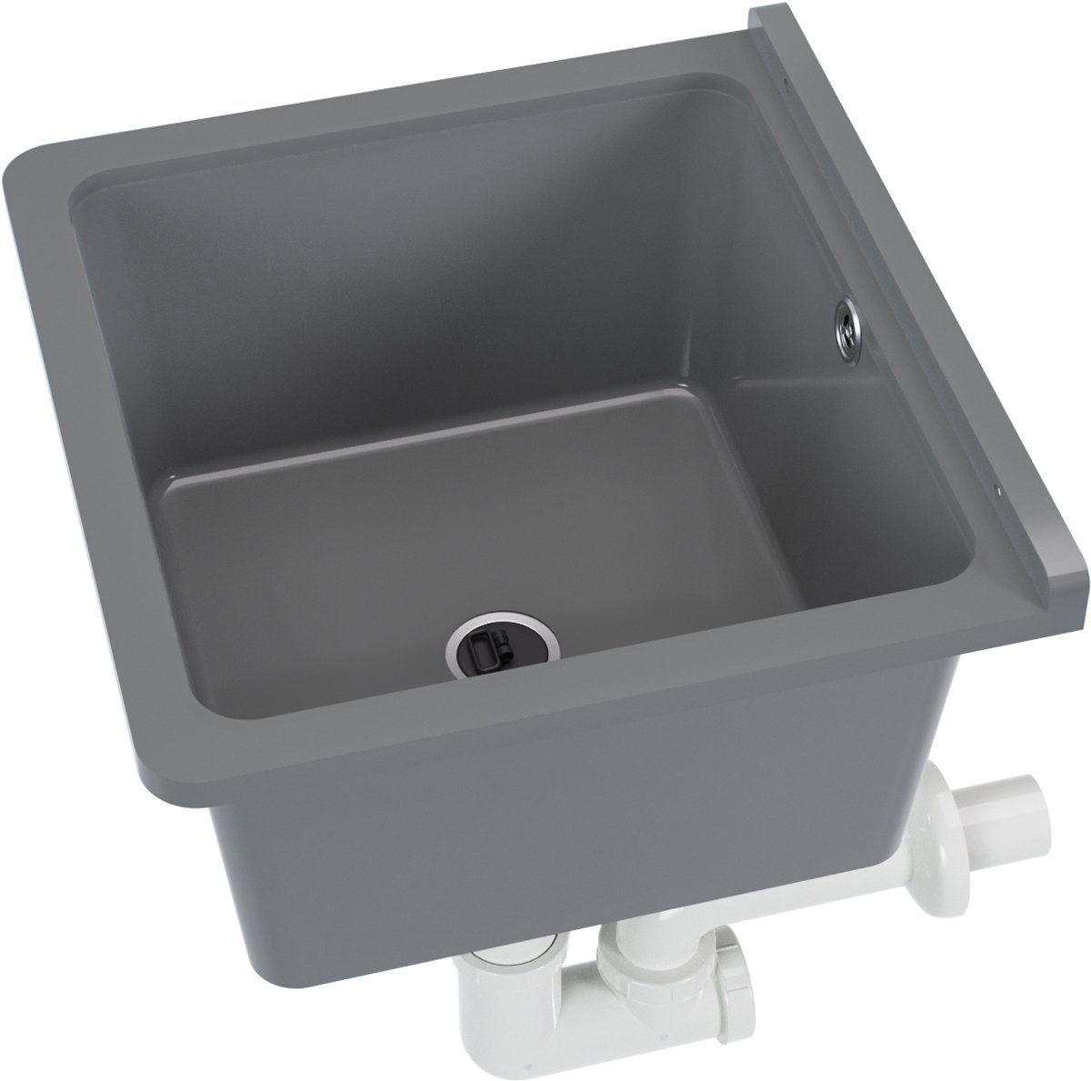 QLS Gootsteen Grijs 40x38x22 cm van Kunststof - Inclusief Sifonset - voor Kelder, Tuin en Garage 10840