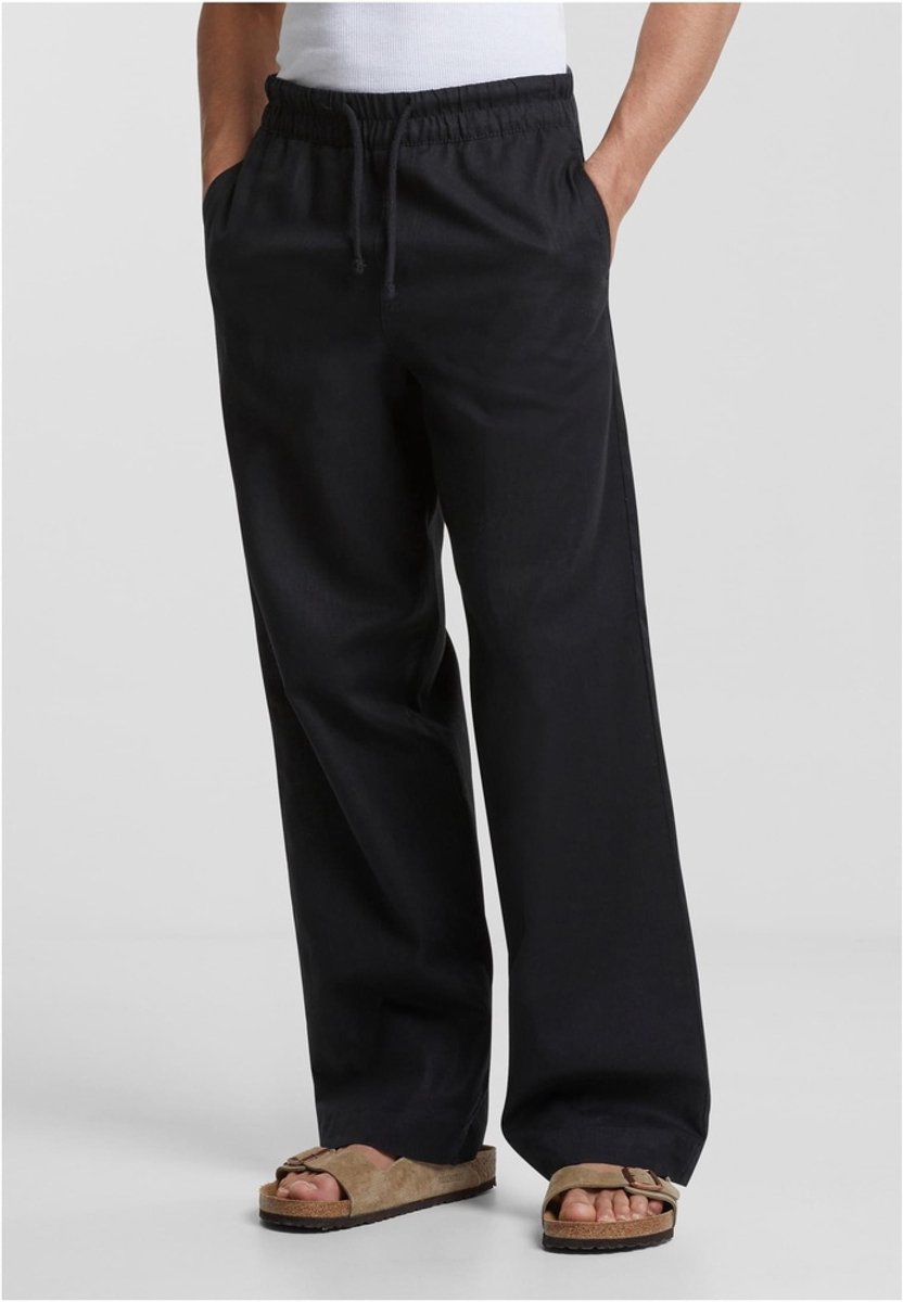 Urban Classics Loose Cotton Linen Broek rechte pijpen 4XL Zwart