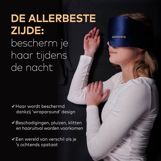 Slowwave Premium Silk Sleep Mask - 3D Edition - Geen druk op de ogen dankzij innovatief 3D design - Ultrazacht en 100% verduisterend - Echt moerbeizijde - Kleur: Navy (donkerblauw)