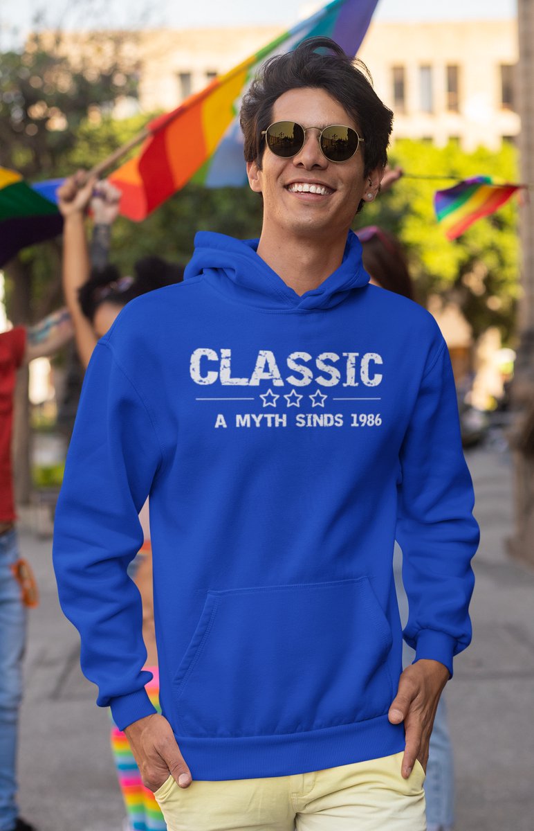 1986 Verjaardagscadeau heren Blauwe Hoodie heren met capuchon Classic Hoodies