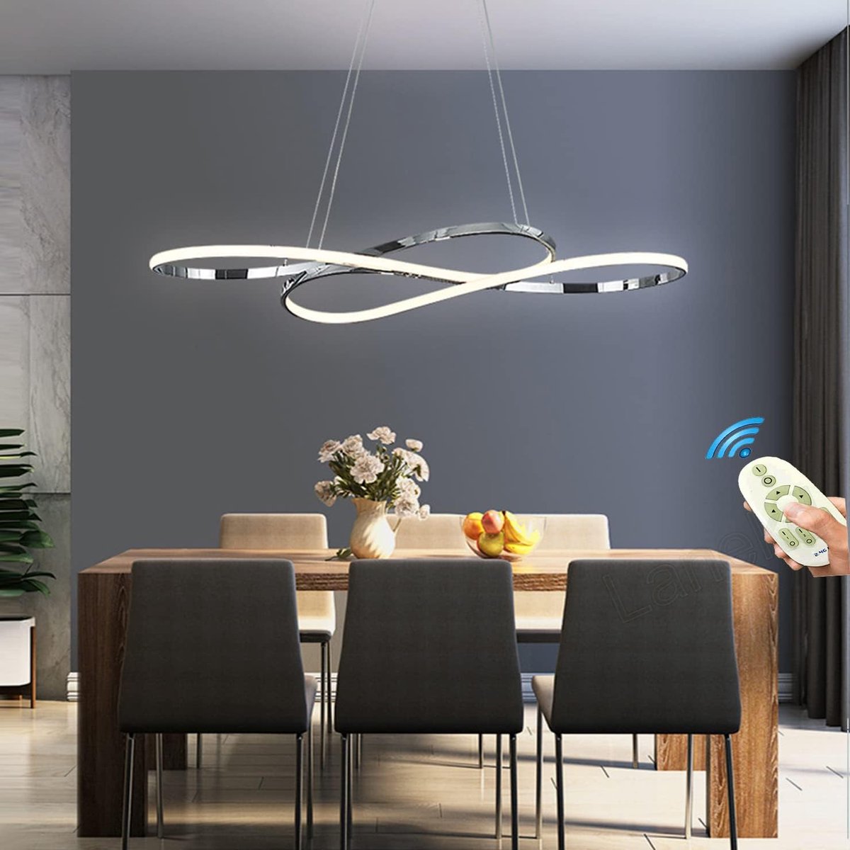 Dimbare LED Kroonluchter voor Eettafel en Huiskamer - 100cm Hanglamp met Afstandsbediening