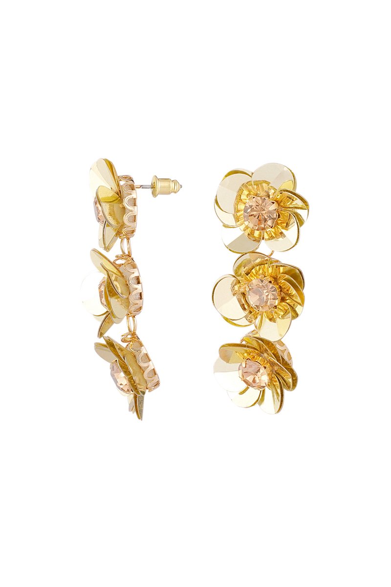 YWG - Zomerse bloemen trio oorbellen - Goud kleur