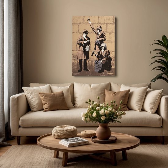 Banksy Graffiti - Canvas Schilderij 32x45 cm - Schilderijen Woonkamer