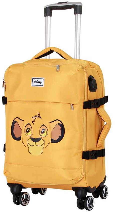 Karactermania - Disney - The Lion King - Simba De Leeuwenkoning - 4 Wielen - Trolley - Handbagage Koffer met USB poort- lichtgewicht - geel