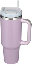 Boraboi ® Gobelet isotherme élégant à double paroi avec poignée et paille pour boissons chaudes et froides, 1 200 ml, violet