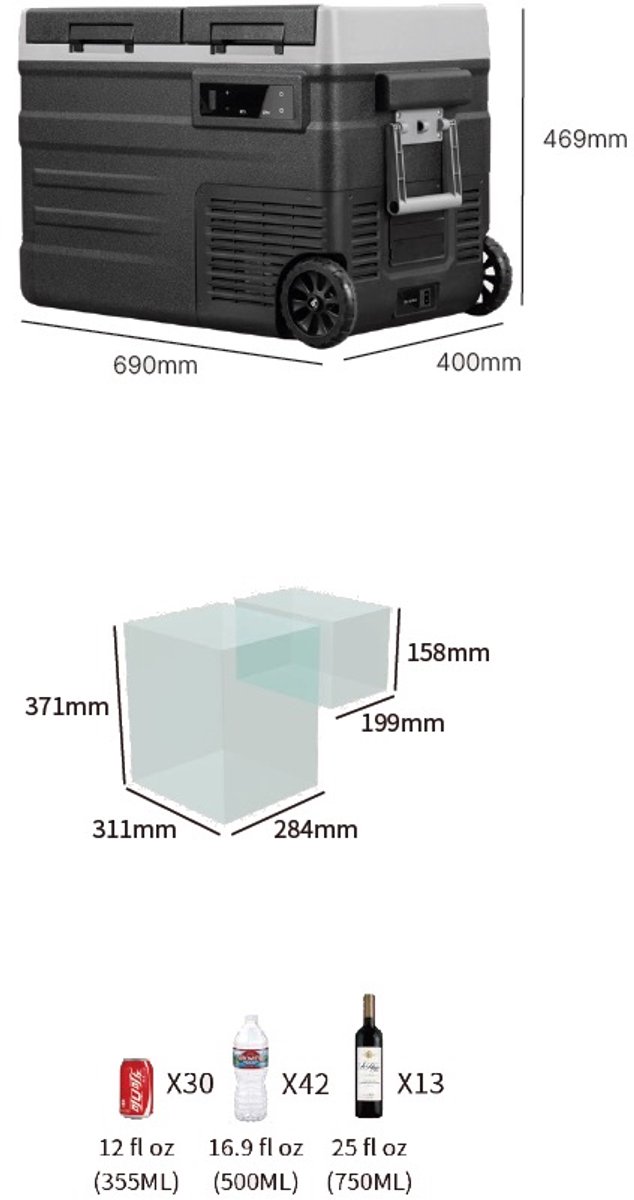 Steamy-E Dual Zone Roller Elektrische Compressor Koelbox Op Wielen (41 liter) van Steamy — afbeelding 5