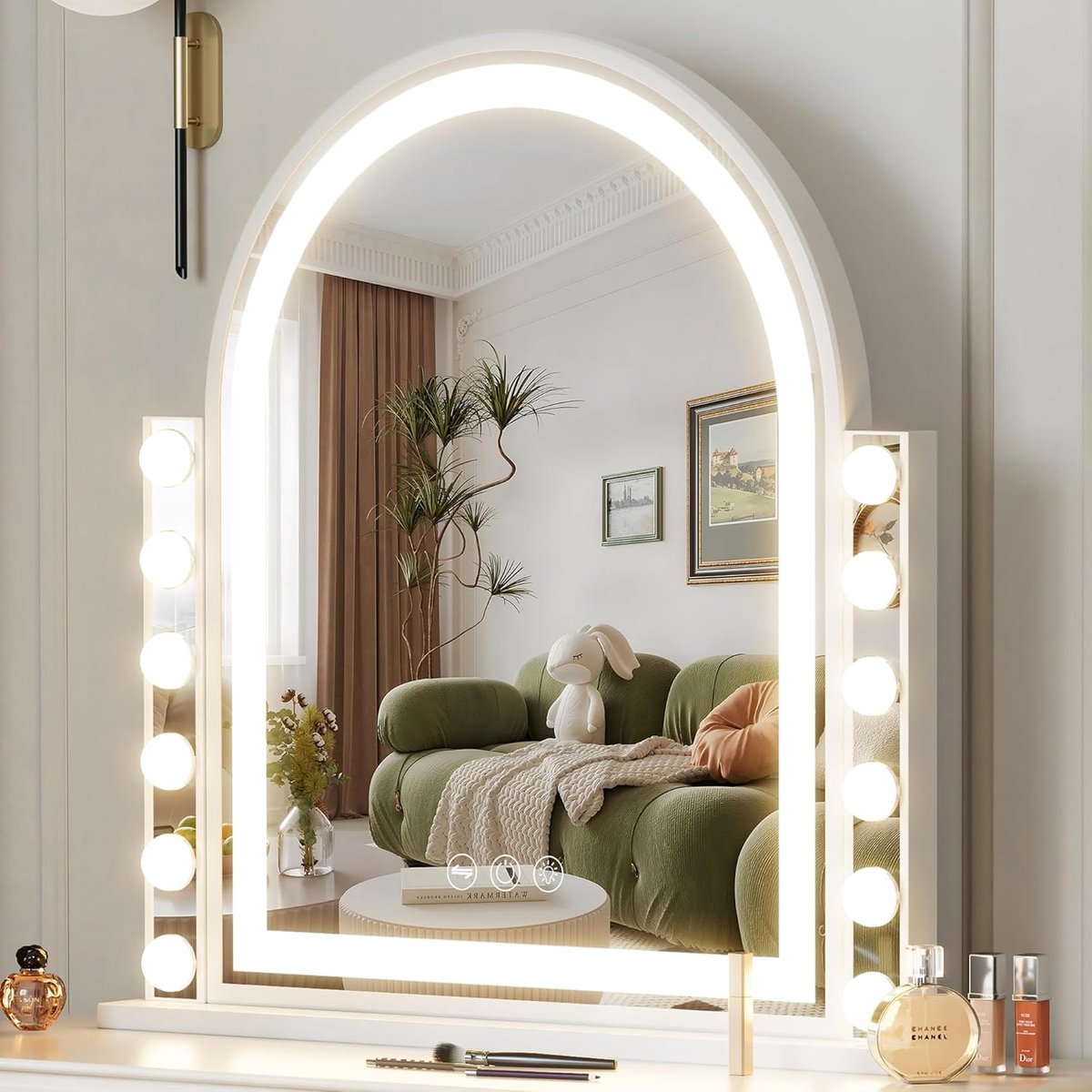 Make-upspiegel met Verlichting en Dimbare LED's - Hollywood-stijl, Tafelmodel, Touch-besturing