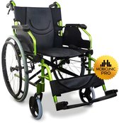 Mobiclinic Bolonia - Rolstoel - Opvouwbaar - Aluminium - Lichtgewicht - Zitbreedte 46 cm - Afneembare voetsteunen - Groen