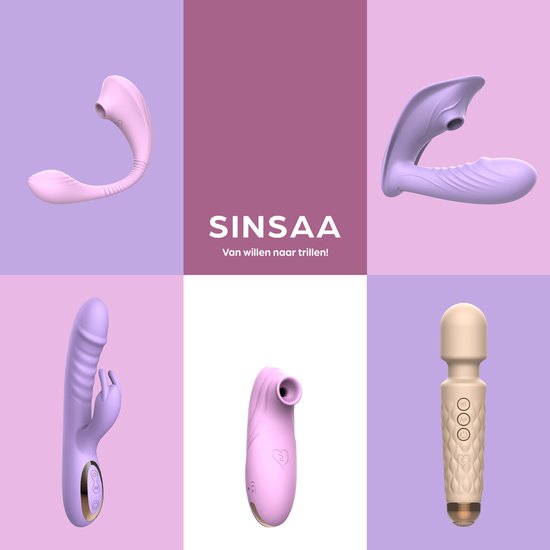 Collage van verschillende roze en paarse vibrators, waaronder een zwarte wand vibrator.