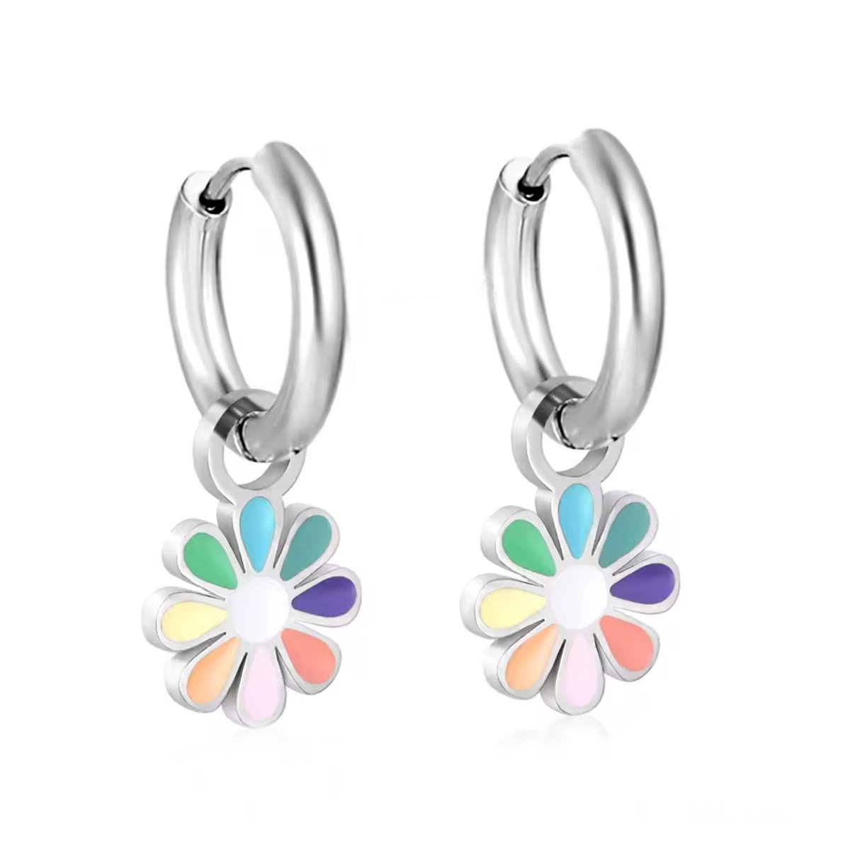 Oorbellen meisje bloem - hoops - daisy