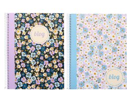 Kangaro spiraalblok - B'LOG FLOWERS - formaat A4 - met lijn - 2 stuks - AN-123876-A
