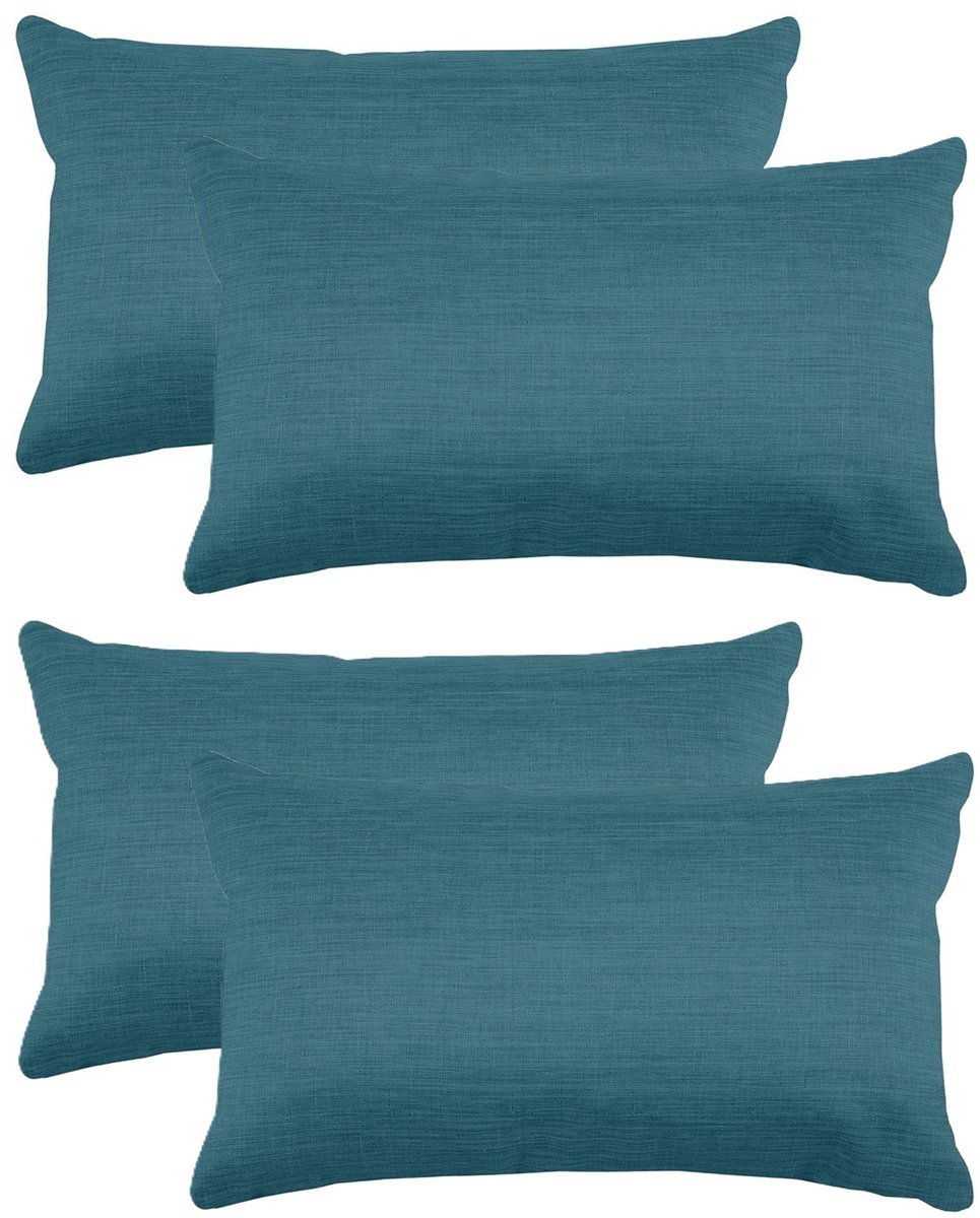 Stof Textile sierkussen Bea - 4x - petrol blauw - 30 x 50 cm - bank kussens - zitkussens - binnen/buiten - polyester