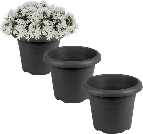 Bloempot kunststof geribbeld antraciet 60x40 cm kopen? Bloempotten