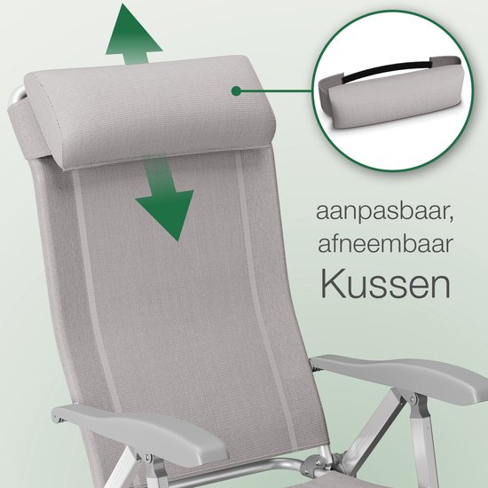 ELONEO Opvouwbare Campingstoel met Afneembare Voetensteun - Comfortabele Aluminium Ligstoel voor Tuin en Balkon met Verstelbare Rugleuning (Taupe) — afbeelding 5