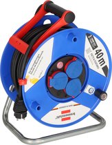 Brennenstuhl Garant IP44 kabelhaspel voor commercieel gebruik/bouwplaats, 40m - speciale kunststof (gebruik op de bouwplaats en permanent gebruik buitenshuis, Made in Germany) blauw
