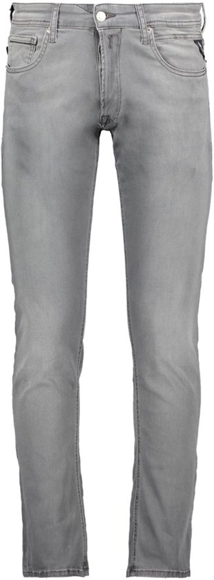 Jean Replay gris pour homme, montré de face. Le jean a une coupe droite.