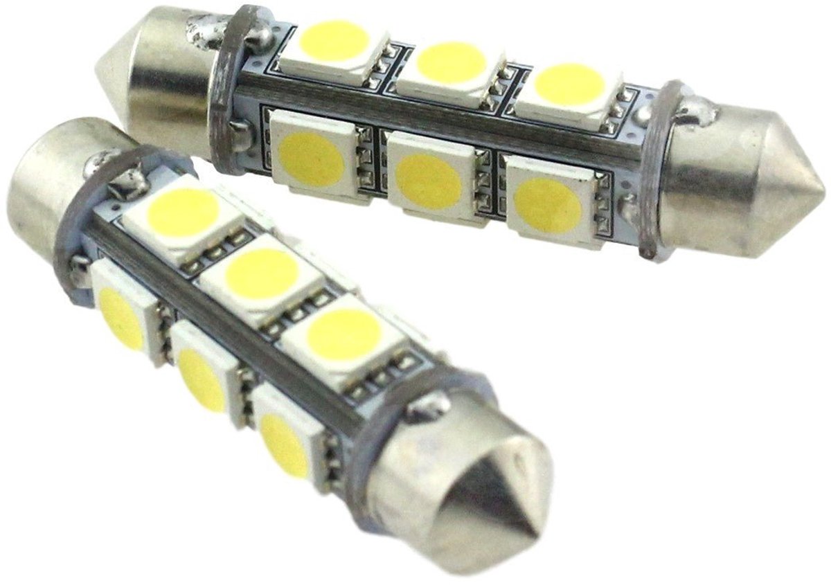 C5W 43mm autolamp 2 stuks | LED festoon | 12-SMD daglichtwit 6000K | 12 Volt - 3W