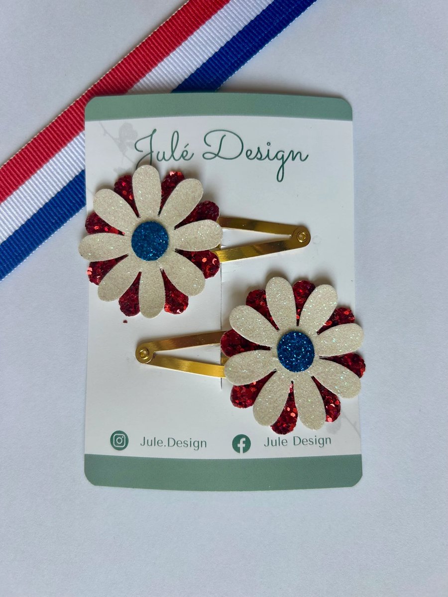 Julé Design Koningsdag haarspeldjes rood / wit / blauw