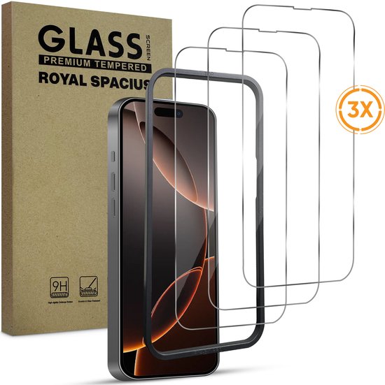 Screenprotector geschikt voor iPhone 16 pro max - Met Uitlijn tool - Gehard Beschermglas - Tempered Glass Screen Cover - 3 Stuks