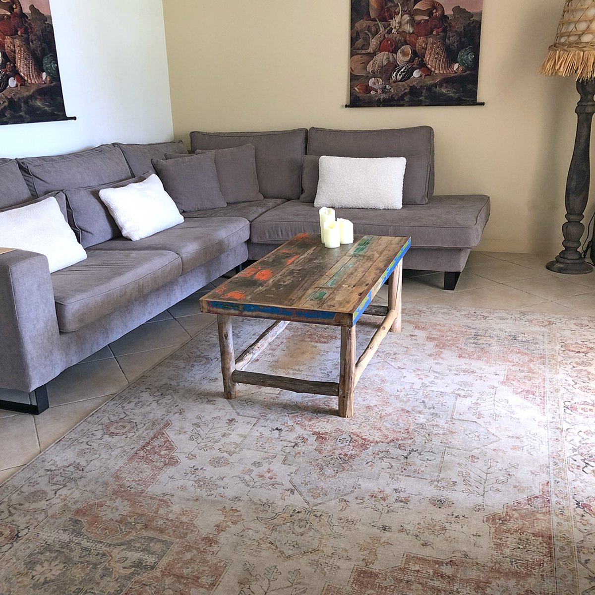 Lavandoux - Vloerkleed - Tapijt - Vintage - Fes - Beige - 160 x 230 cm