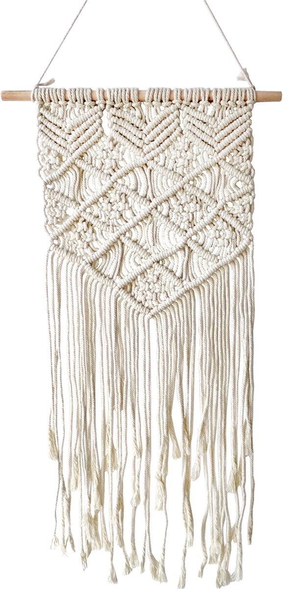 Lavandoux - Macrame Wandkleed - Boho Decoratie - Wandhanger - Katoen - Crème