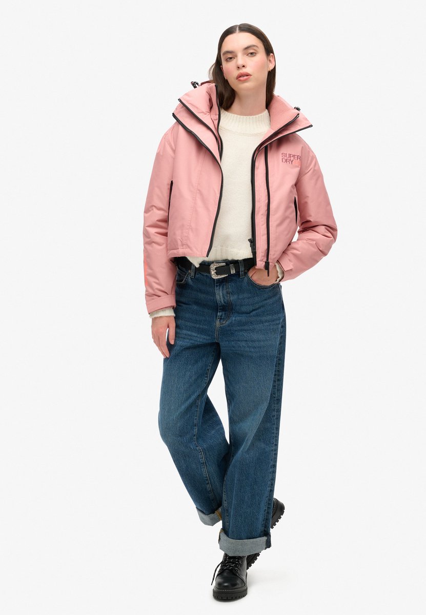 Superdry Windbreaker jas met capuchon en borduursel Dames Ash Rose