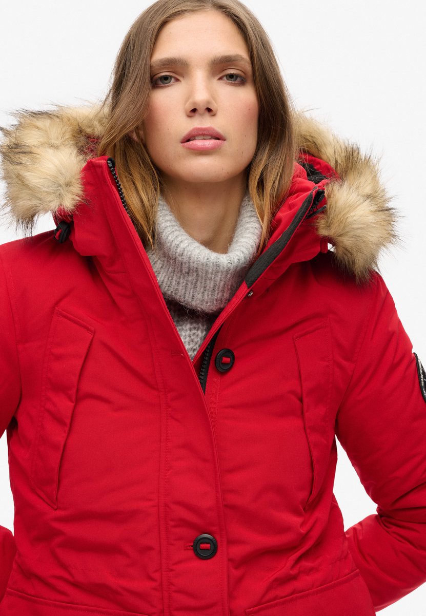Superdry Everest parka met capuchon van imitatiebont Dames Gewatteerde jassen Rood