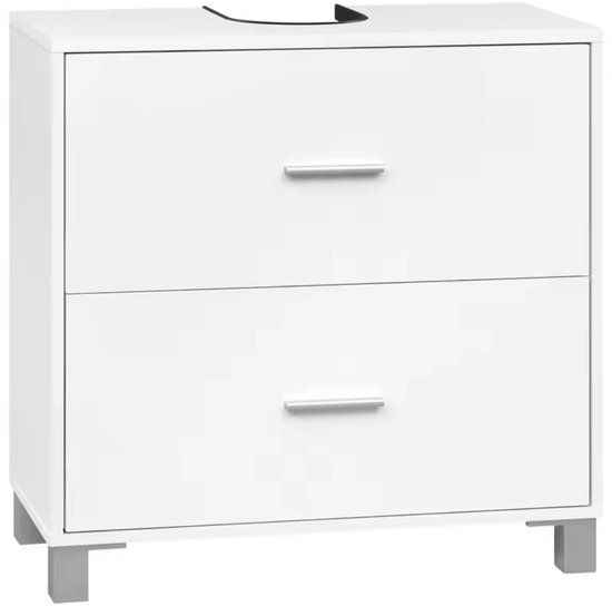 J&R Badkamerkast - Kastje badkamer - Wastafel kast - Kast met lades - Badkamer meubel - Hout - Wit - 60x60x30cm