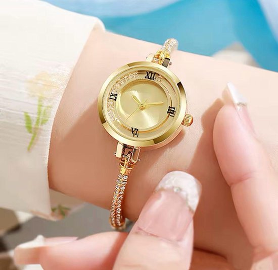 Montre de Luxe pour femme - Bracelet en or - Or et diamants - Acier inoxydable