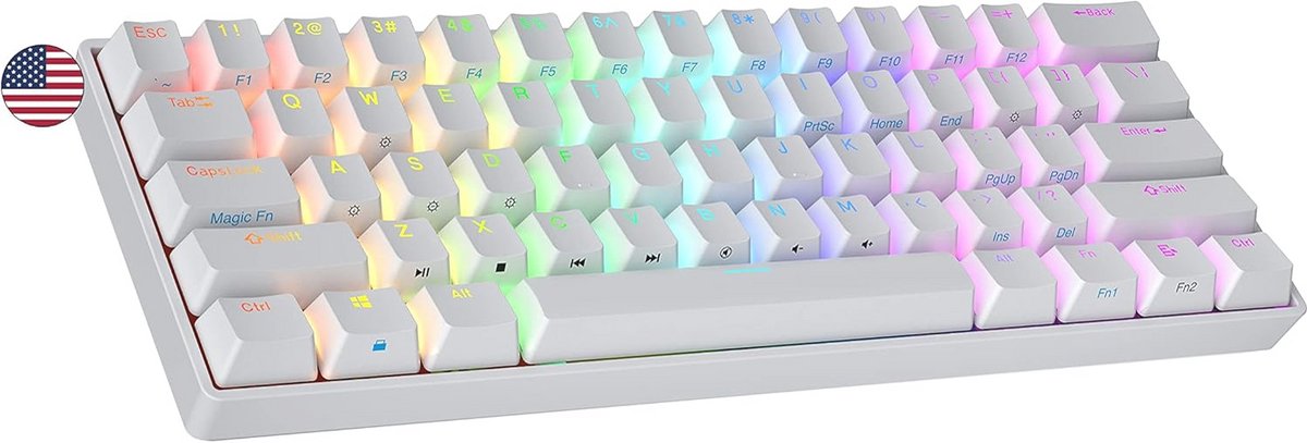 Heet Verwisselbaar Mechanisch Gamingtoetsenbord met Multi Color RGB LED Backlit - 61 Toetsen QWERTY